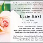 Traueranzeige Luzie Kirst, geb. Woitke