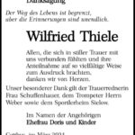 Danksagung Wilfried Thiele