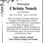Traueranzeige Christa Noack, geb. Kleemann