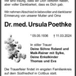 Traueranzeige Dr. med. Ursula Poethke