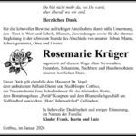 Danksagung Rosemarie Krüger