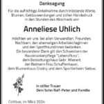 Danksagung Anneliese Uhlich