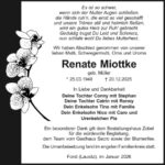 Traueranzeige Renate Miottke, geb. Müller