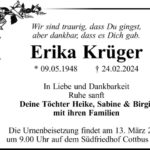 Traueranzeige Erika Krüger