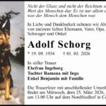 Traueranzeige Adolf Schorg