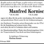 Danksagung Manfred Kornisch