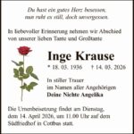 Traueranzeige Inge Krause