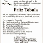 Danksagung Fritz Tobula