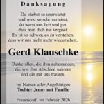 Danksagung Gerd Klauschke