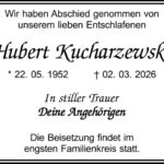 Traueranzeige Hubert Kucharzewski