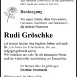Danksagung Rudi Gröschke