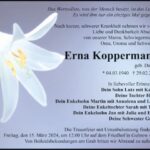 Danksagung Erna Koppermann, geb. Dahley