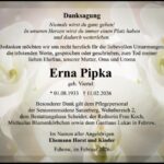 Danksagung Erna Pipka, geb. Viertel