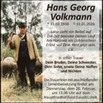 Traueranzeige Hans Georg Volkmann