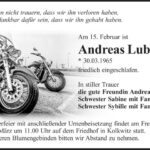 Traueranzeige Andreas Lubosch