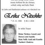 Traueranzeige Erika Nitschke