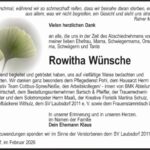 Danksagung Roswitha Wünsche