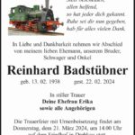 Traueranzeige Reinhard Badstübner