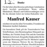 Danksagung Manfred Kauser