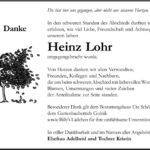 Danksagung Heinz Lohr