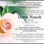 Traueranzeige Doris Noack, geb. Hannaske