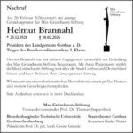 Nachruf Helmut Brannahl