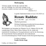 Traueranzeige Renate Raddatz
