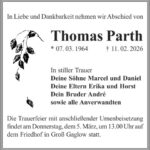 Traueranzeige Thomas Parth
