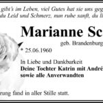 Traueranzeige Marianne Schatter, geb. Brandenburg