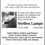 Traueranzeige Steffen Lampe
