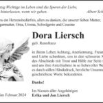 Danksagung Dora Liersch, geb. Rennfranz