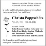 Traueranzeige Christa Poppschötz