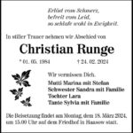 Traueranzeige Christian Runge