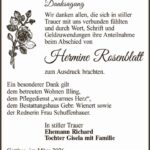 Danksagung Hermine Rosenblatt