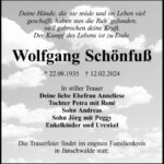 Traueranzeige Wolfgang Schönfuß