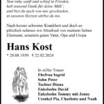 Traueranzeige Hans Kost