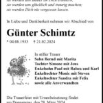 Traueranzeige Günter Schimtz