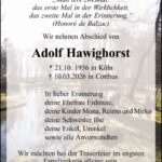 Traueranzeige Adolf Hawighorst