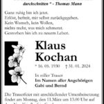 Traueranzeige Klaus Kochan