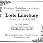 Traueranzeige Lotte Lüneburg