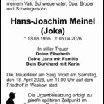 Traueranzeige Hans-Joachim Meinel