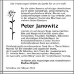 Danksagung Peter Janowitz