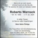 Traueranzeige Roberto Warnack