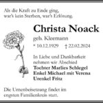 Traueranzeige Christa Noack, geb. Kleemann