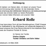 Danksagung Erhard Rolle