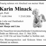 Traueranzeige Karin Minack, geb. Piehl