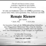 Traueranzeige Renate Rienow, geb. Sedlak