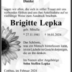 Danksagung Brigitte Lepka