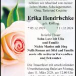 Traueranzeige Erika Hendrischke, geb. Kölling