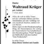 Danksagung Waltraut Krüger, geb. Schöbel